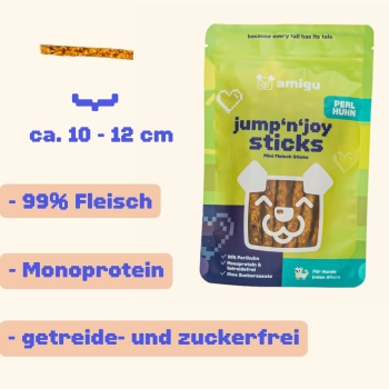amigu - jump'n'joy sticks 99% Fleisch - Perlhuhn
