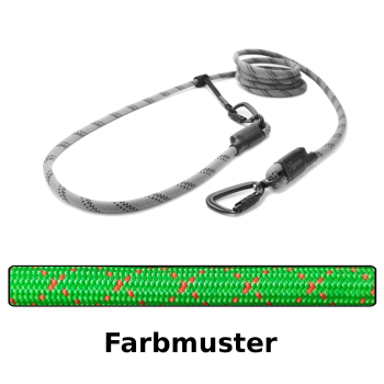 easy-long Hundeleine TWIST Ø7mm! - 3m - grün mit roten Stichen - schmaler!