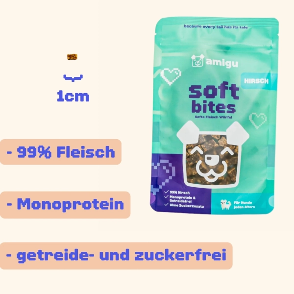 amigu - soft bites 99% Fleisch - Hirsch amigu - soft bites 99% Fleisch - Hirsch