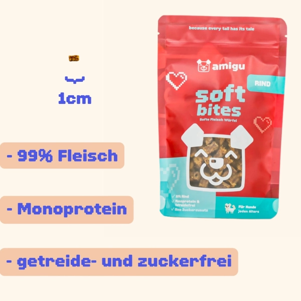 amigu - soft bites 99% Fleisch - Rind amigu - soft bites 99% Fleisch - Rind