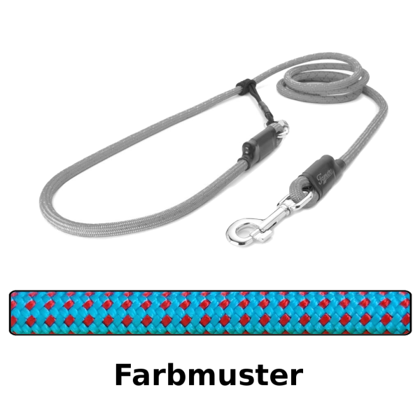 EASYLONG Hundeleine - L - 2,5m - hellblau mit roten Punkten